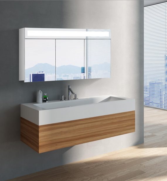 Luxusná kúpeľňová skrinka Miami, 120 cm, 3 dvere, moderná zrkadlová skrinka, luxusný kúpeľňový nábytok za najlepšiu cenu| www.zrkadloveskrinky.eu