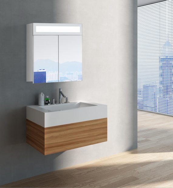 Luxusná kúpeľňová skrinka Miami, 60 cm, moderná kúpeľňa, moderný kúpeľňový nábytok, zrkadlová skrinka s LED osvetlením | www.zrkadloveskrinky.eu