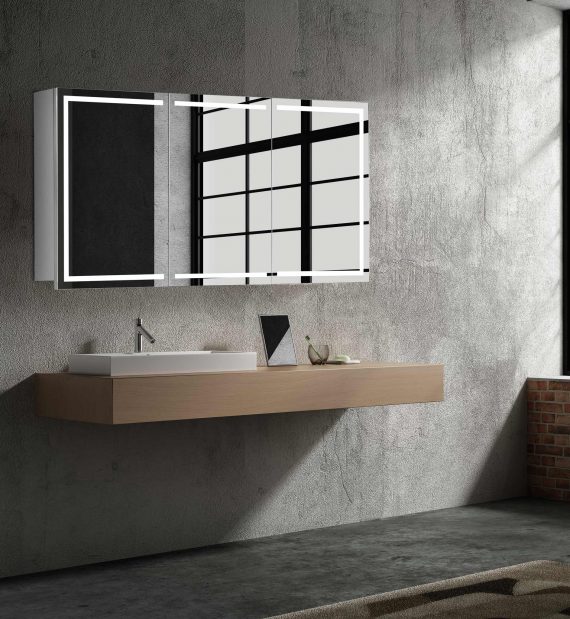 Luxusná zrkadlová skrinka Milano, 120 cm, luxusný a moderný kúpeľňový nábytok, zrkadlová skrinka s LED osvetlením | www.zrkadloveskrinky.eu